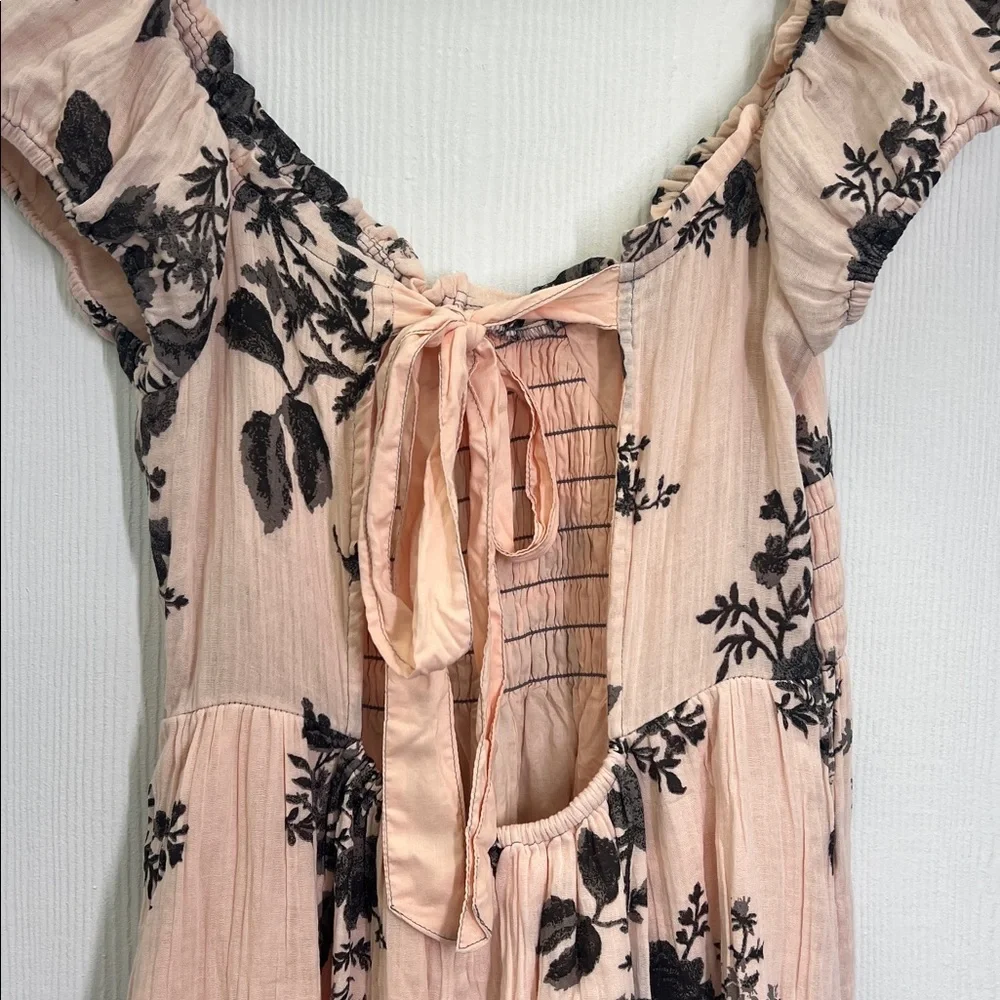 Free People - NWT Forget ME Not Short Sleeve Floral Tie Back Maxi Dress Large